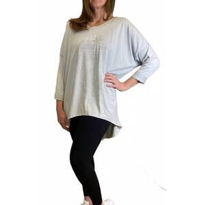 NEW MARISIMA a touch of sparkle long sleeve graphic shirt in gray